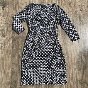 Size 6 Ralph Lauren 3/4 Sleeve Dress (Navy)